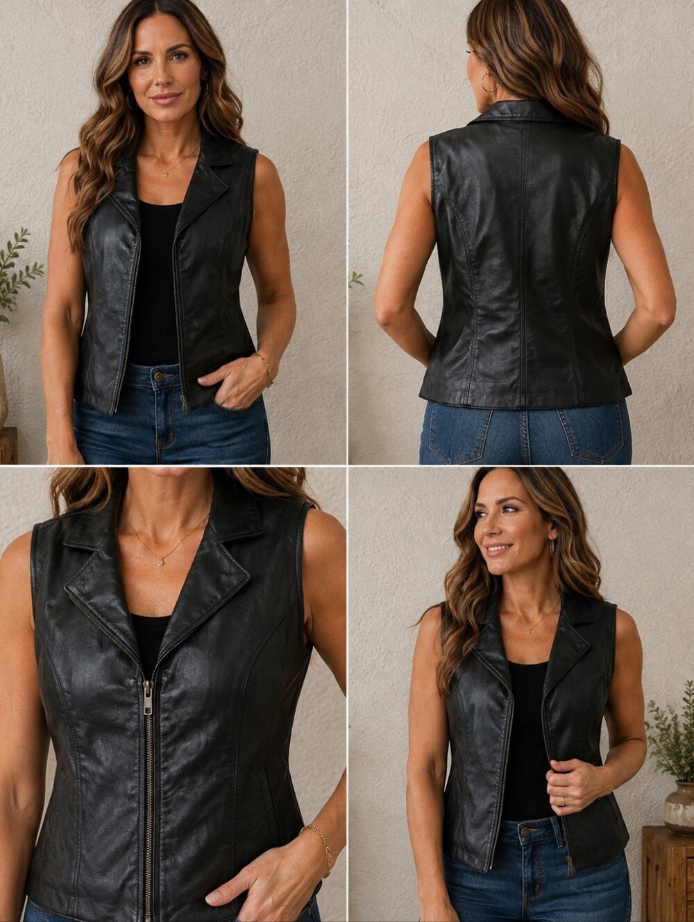 Wilsons Leather Maxima Womens Black Sleeveless‎ Leather Vest L Large - Picture 5 of 7